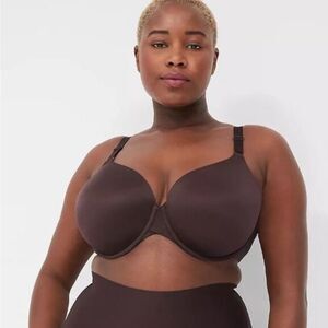 Lane Bryant Cacique Totally Smooth Brown Lightly Lined Full Coverage Bra 38DD